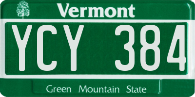 VT license plate YCY384