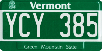VT license plate YCY385