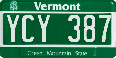 VT license plate YCY387