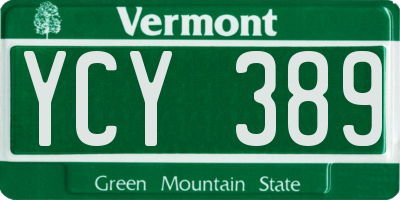 VT license plate YCY389
