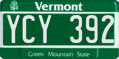 VT license plate YCY392