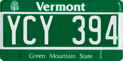VT license plate YCY394