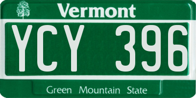 VT license plate YCY396