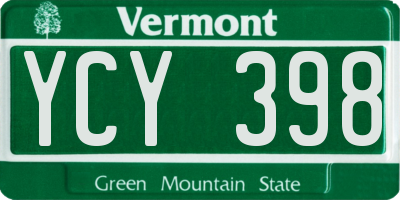 VT license plate YCY398