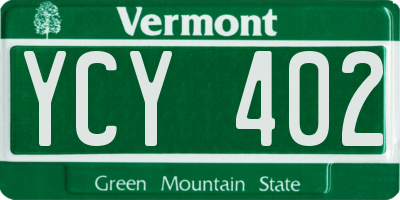 VT license plate YCY402