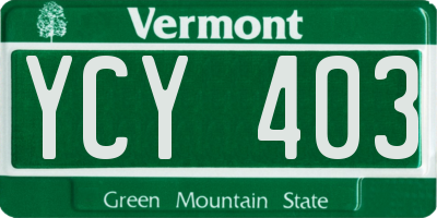 VT license plate YCY403