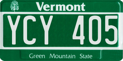 VT license plate YCY405