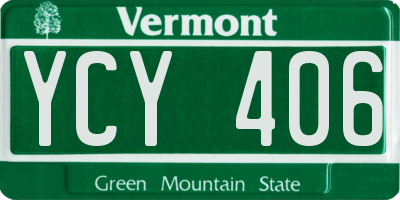 VT license plate YCY406