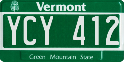 VT license plate YCY412