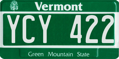 VT license plate YCY422
