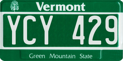 VT license plate YCY429