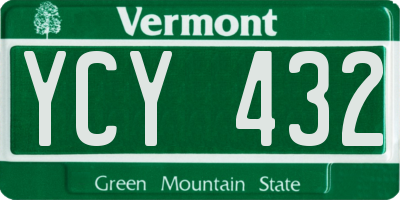 VT license plate YCY432