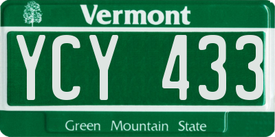 VT license plate YCY433