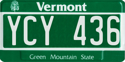 VT license plate YCY436