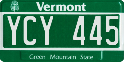 VT license plate YCY445