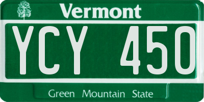 VT license plate YCY450