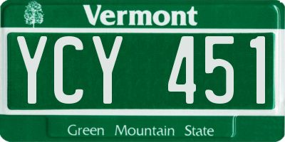 VT license plate YCY451