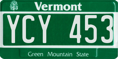 VT license plate YCY453