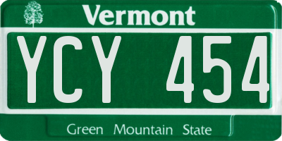 VT license plate YCY454
