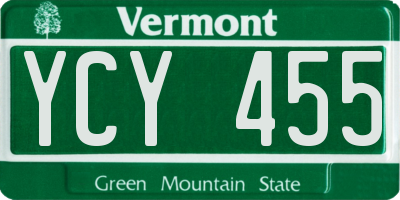 VT license plate YCY455