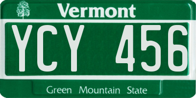 VT license plate YCY456