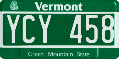 VT license plate YCY458