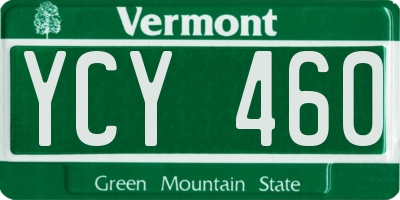 VT license plate YCY460