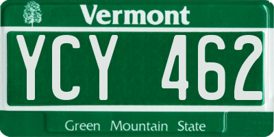VT license plate YCY462