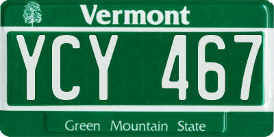 VT license plate YCY467