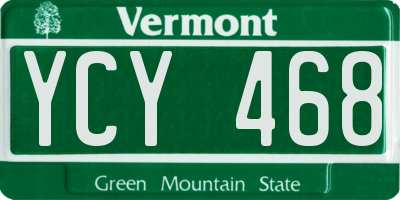 VT license plate YCY468