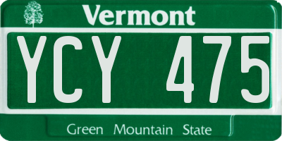 VT license plate YCY475
