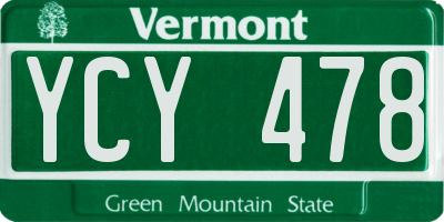 VT license plate YCY478