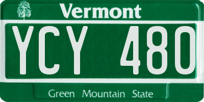 VT license plate YCY480
