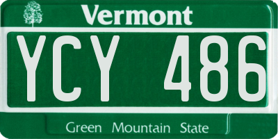 VT license plate YCY486