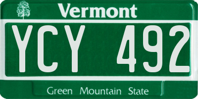 VT license plate YCY492