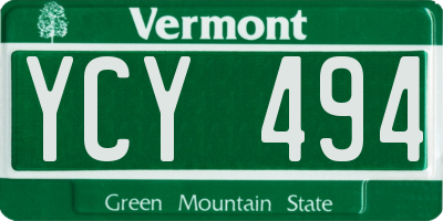 VT license plate YCY494