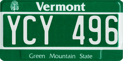 VT license plate YCY496