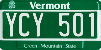 VT license plate YCY501