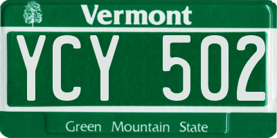 VT license plate YCY502