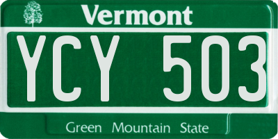 VT license plate YCY503