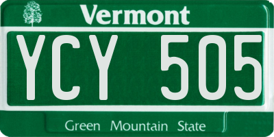 VT license plate YCY505
