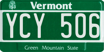 VT license plate YCY506