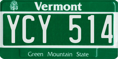VT license plate YCY514