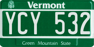 VT license plate YCY532