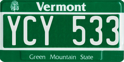 VT license plate YCY533