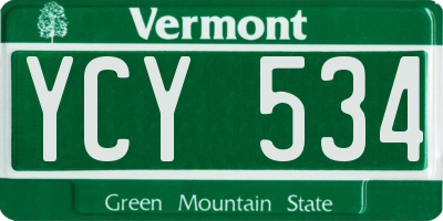 VT license plate YCY534