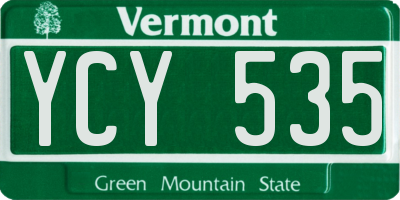 VT license plate YCY535