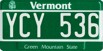 VT license plate YCY536