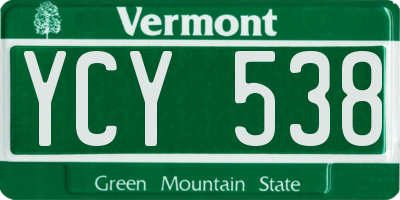 VT license plate YCY538