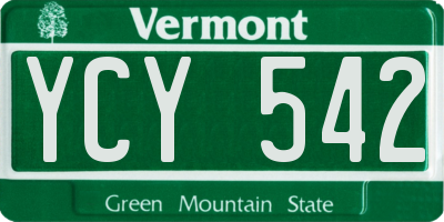 VT license plate YCY542